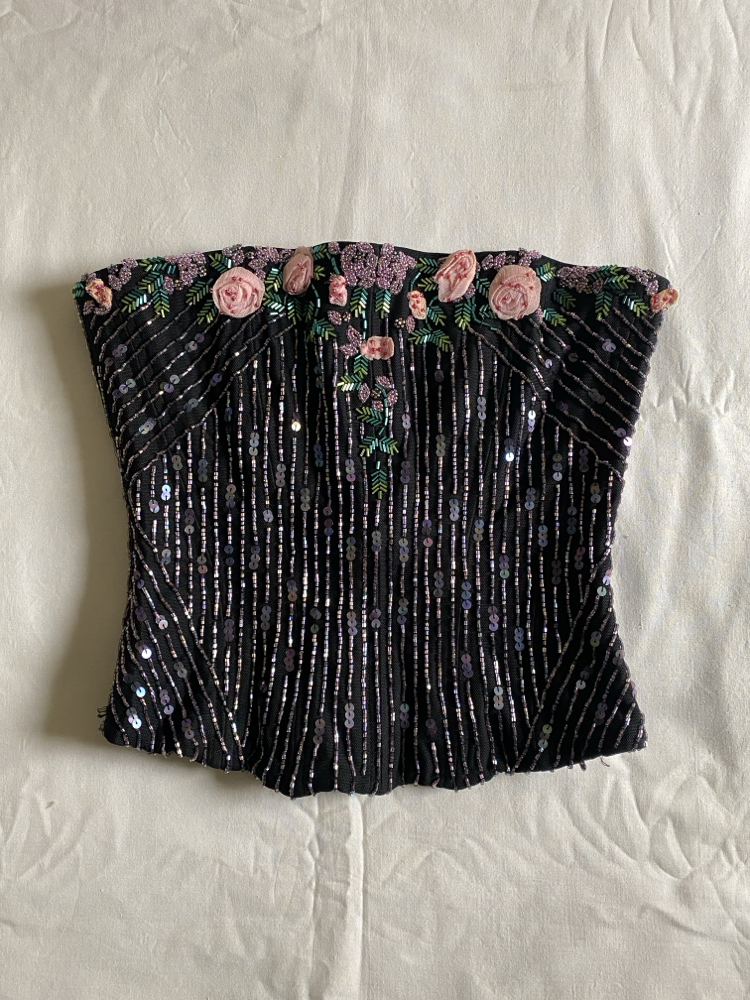 Vintage Karen Millen Flower & Sequin Embroidered Bustier
