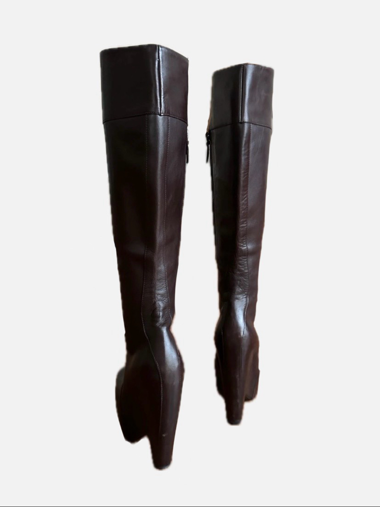 Vintage Balenciaga Platform Wedge Leather Boots Heels