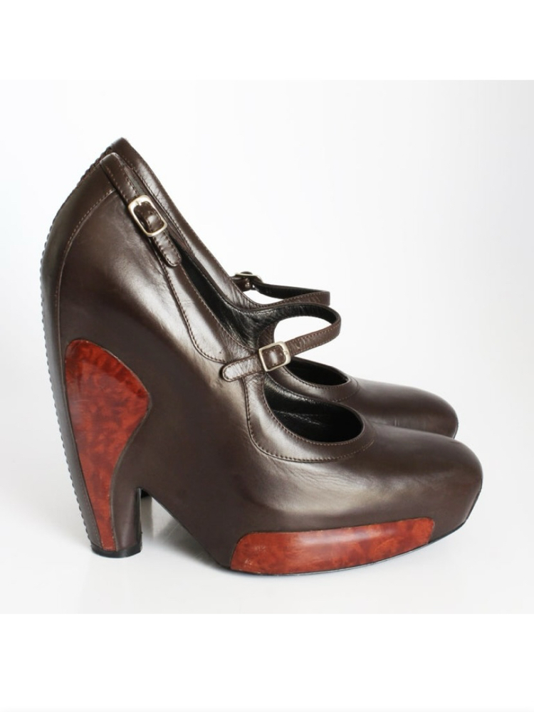 Vintage Balenciaga 2006 Platform Wedge Mary Janes Heels