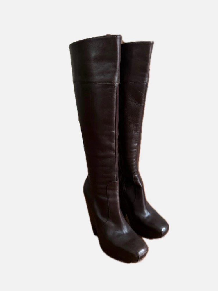 Vintage Balenciaga Platform Wedge Leather Boots Heels
