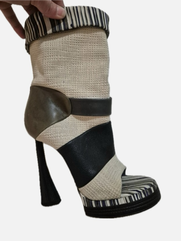Vintage Balenciaga Archive Mid Calf Peeptoe Boot Heels