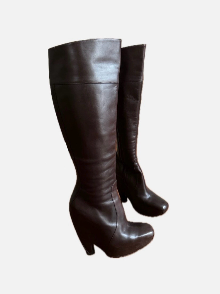 Vintage Balenciaga Platform Wedge Leather Boots Heels