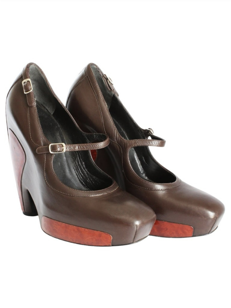 Vintage Balenciaga 2006 Platform Wedge Mary Janes Heels