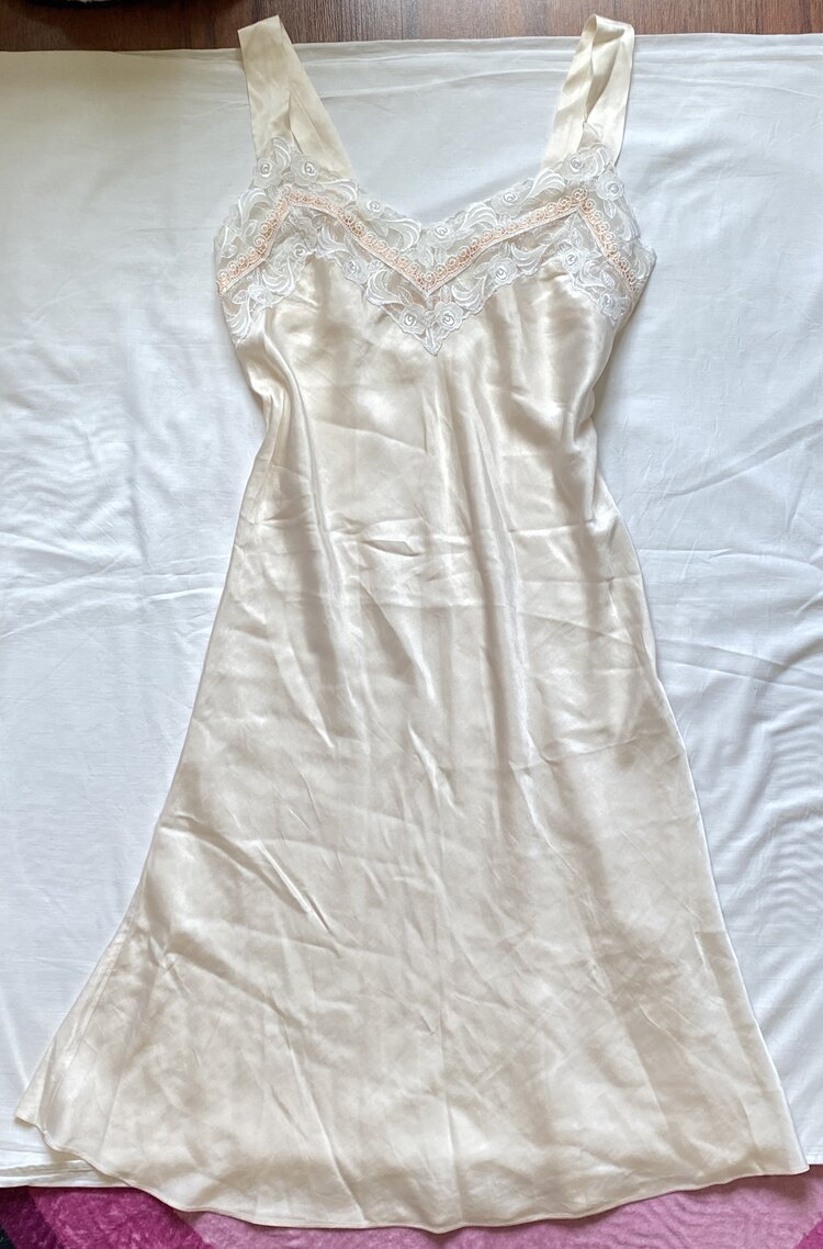 Vintage Blancherie Silk-Satin Slip Dress