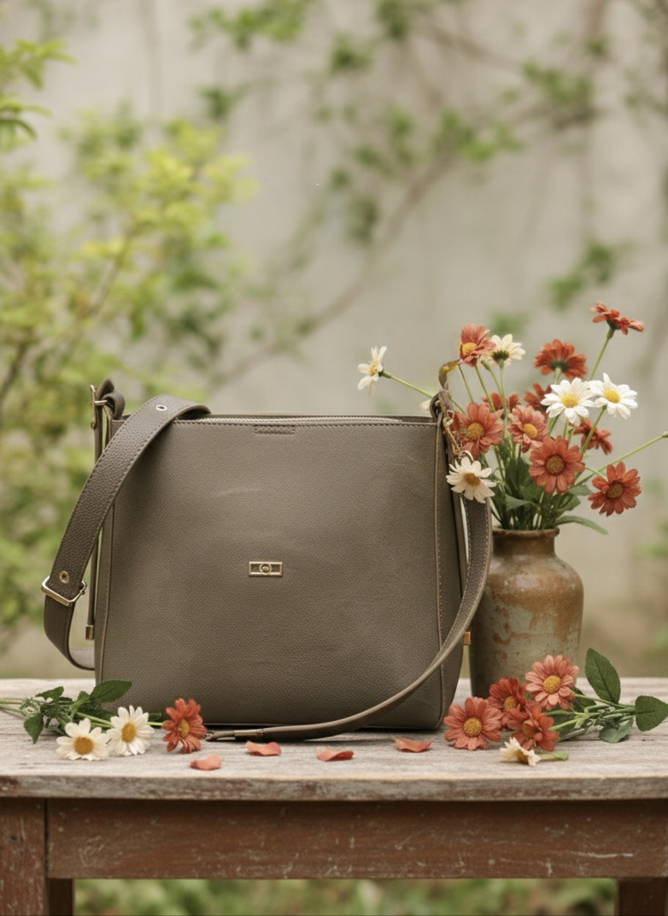 Vizon Hakiki Süet Minimalist Omuz Çantası - Günlük Şık Kadın Kol Çantası (Taupe)