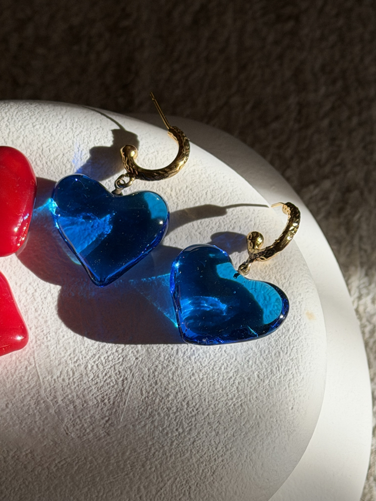 Murano cam kalp küpe ✨