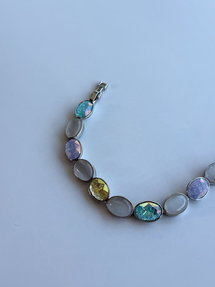 Soft mavi taşlı oval bileklik✨