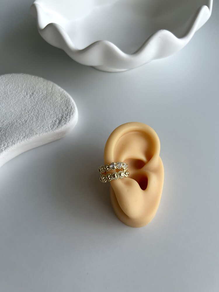 Taş Detay Çift Görünüm Earcuff