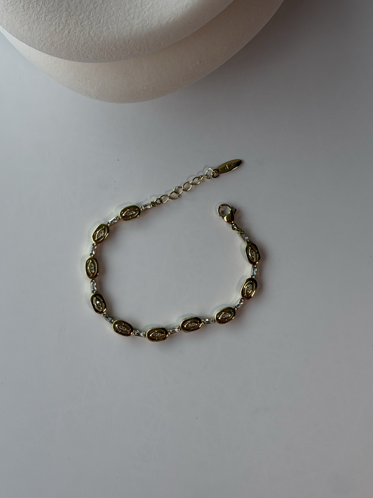 Taşlı Vintage oval bileklik | Xuping 