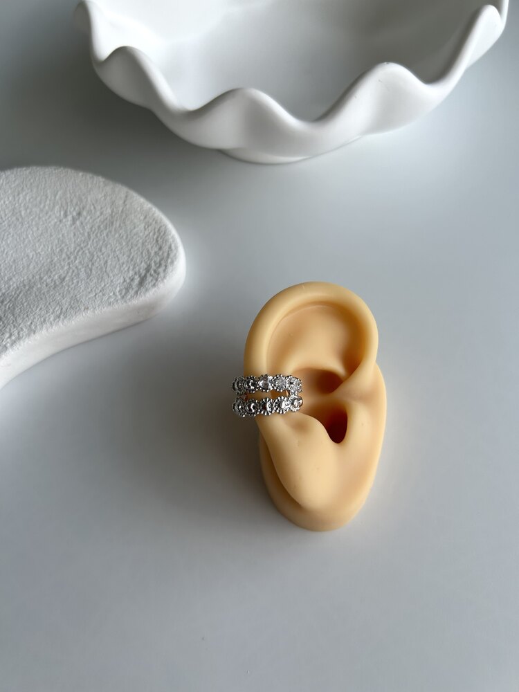 Taş Detay Çift Görünüm Earcuff