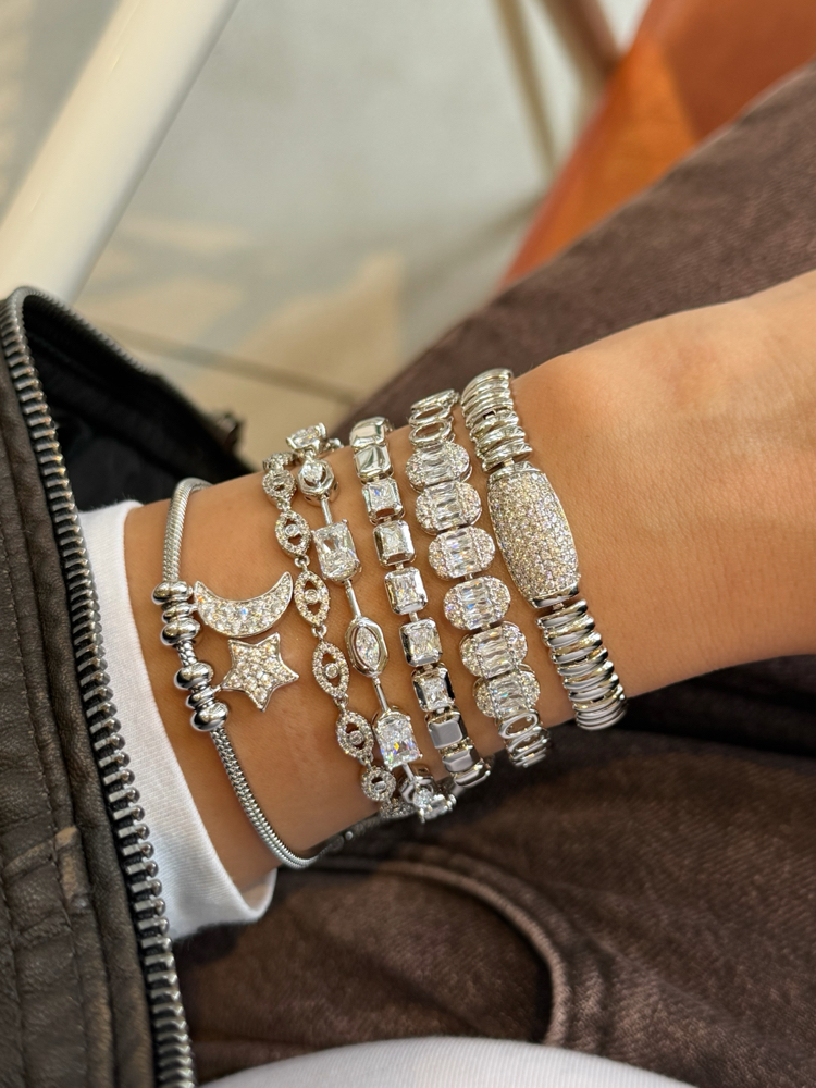 Kesme model taş bileklik Silver | Xuping
