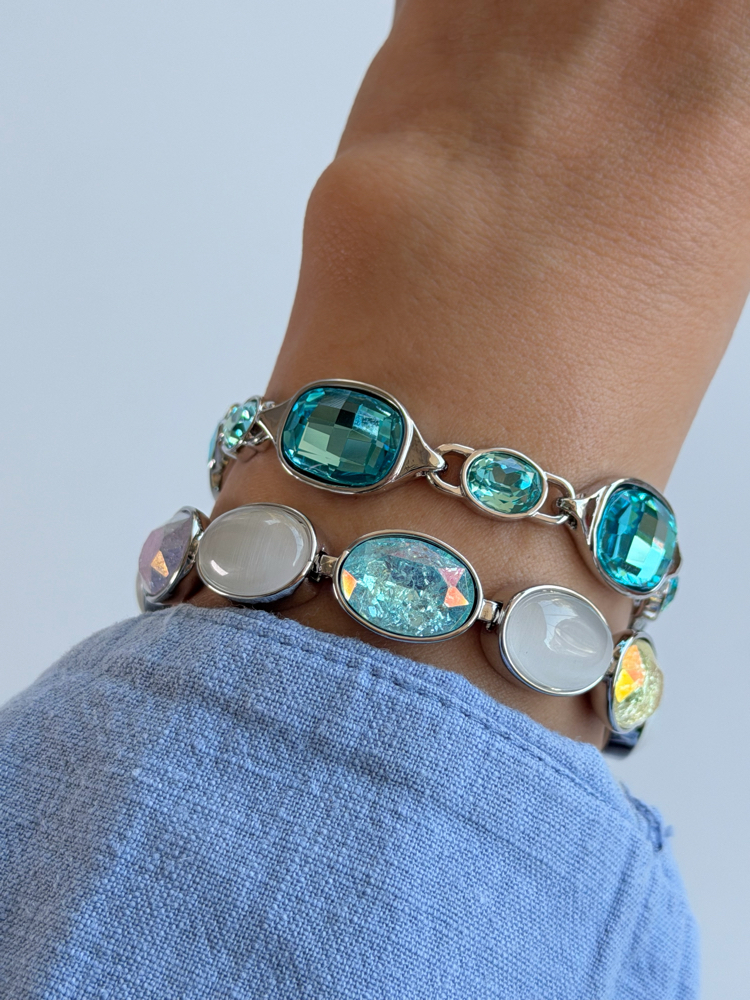 Soft mavi taşlı oval bileklik✨