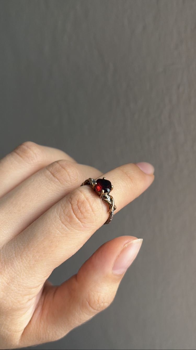 Garnet Lal taşı 925 ayar Gümüş Yüzük