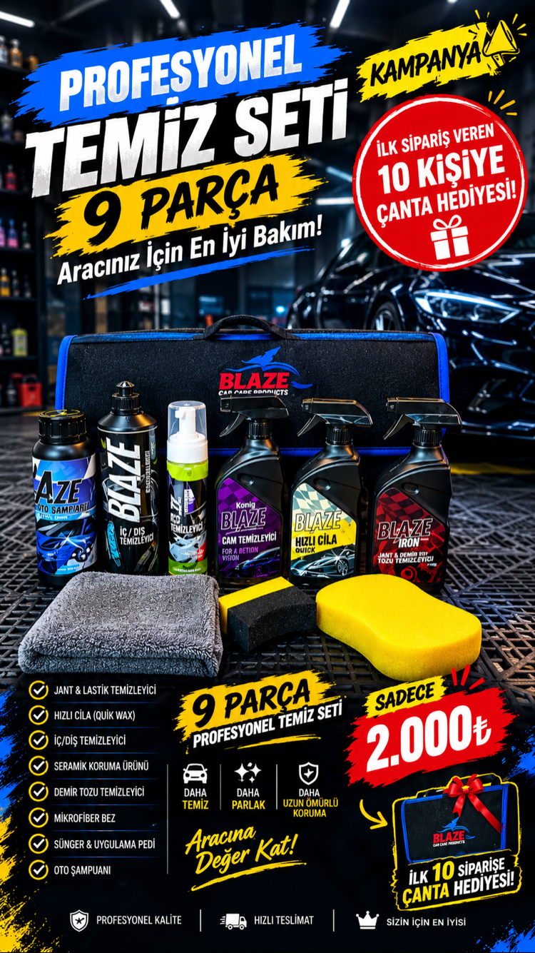 BLAZE 9 parça temizlik seti