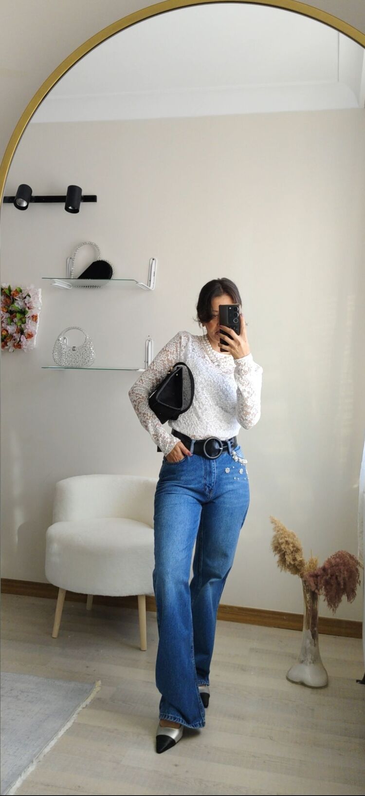 WİDE LEG İNCİ VE TASLİ JEAN
