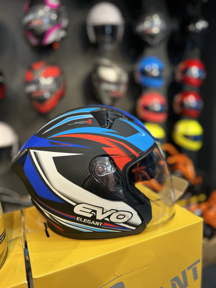 Yarım Çenesiz Kask Evo Mavi-Siyah