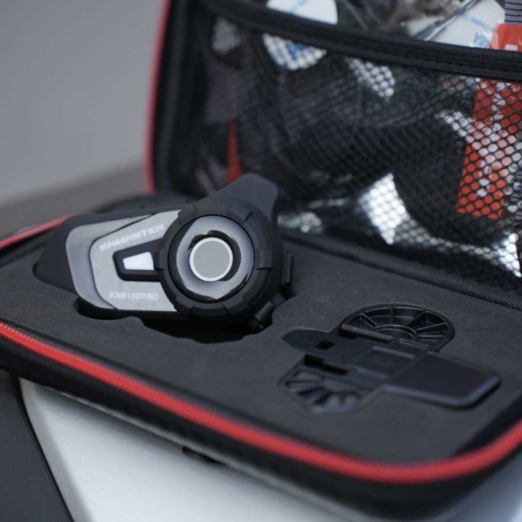 Knmaster KN6100 PRO Motosiklet Kask İnterkom Seti-Karbon Siyah
