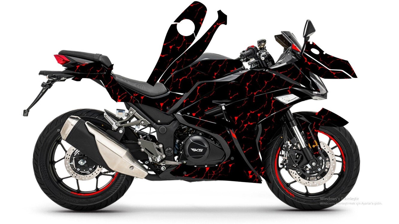 R250 KIRMIZI SİYAH (MAT) JANT STİCKERLİ
