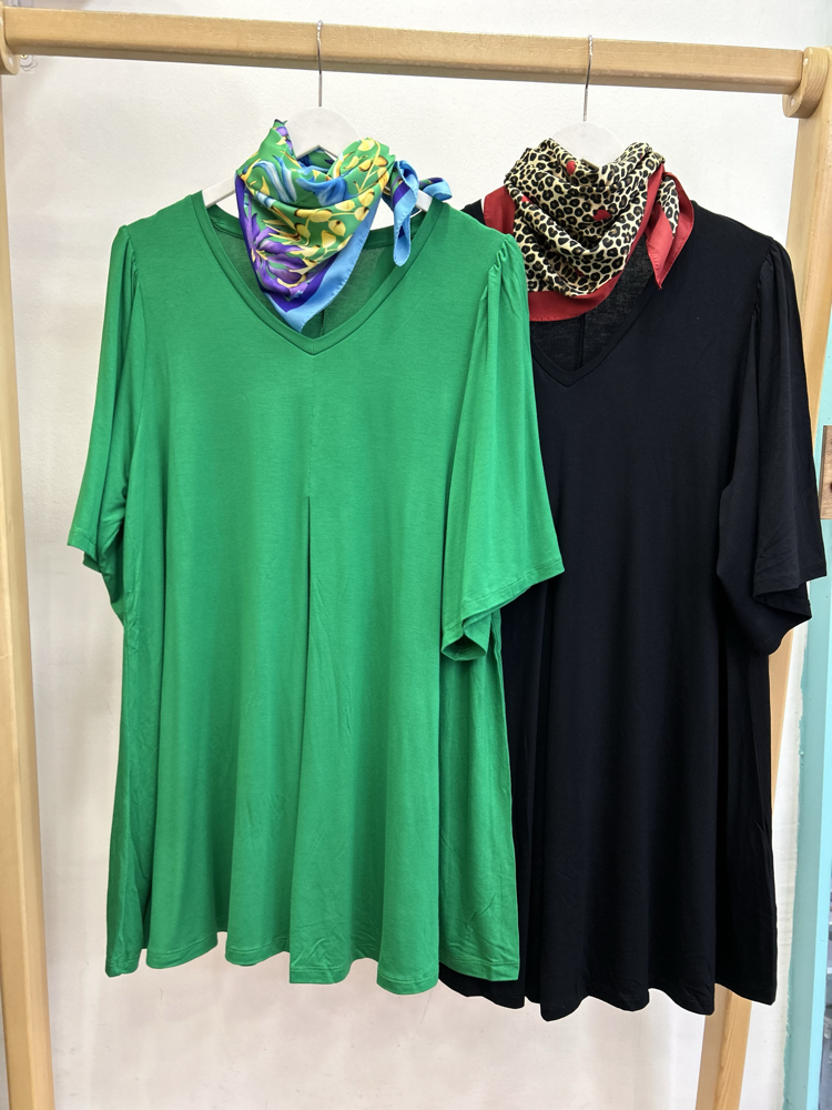 Pile Detaylı Tunik Boy Tişört ( Battal Kalıp)