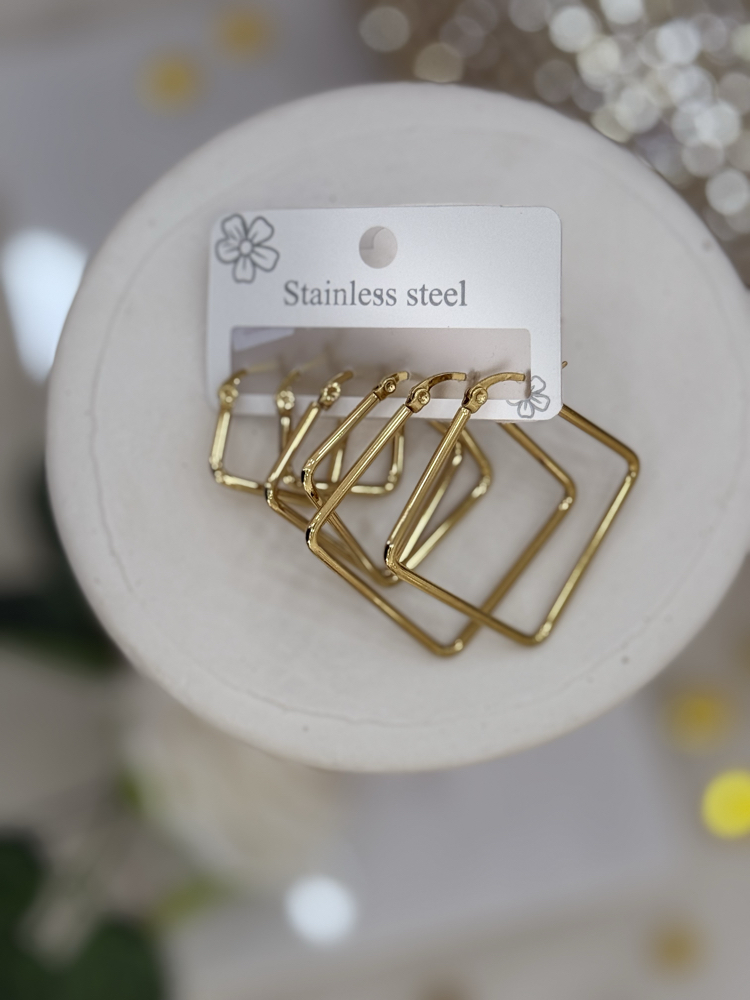 Stainless Steel Kare Küpe
