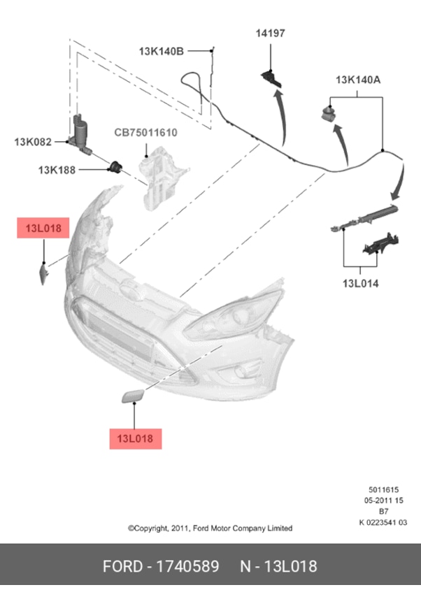 Ford Cmax Far Yıkama Kapağı 11-15