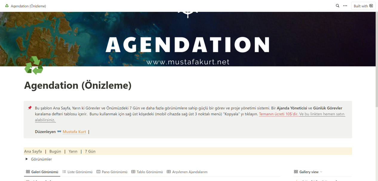 Agendation - Notion Akıllı Ajanda Teması
