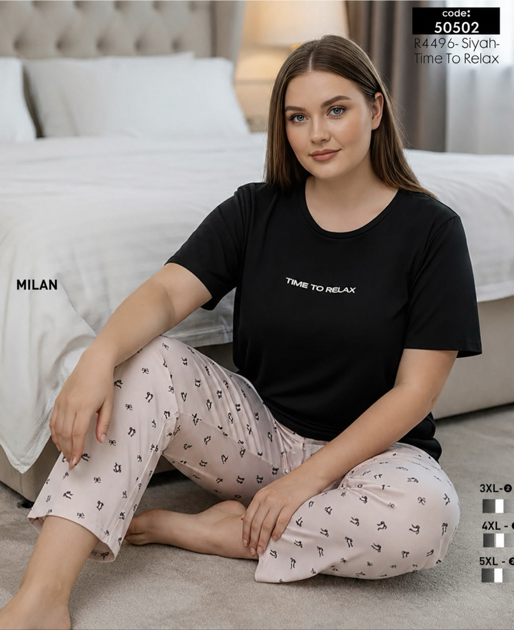 Kadın siyah Milan pijama takımı