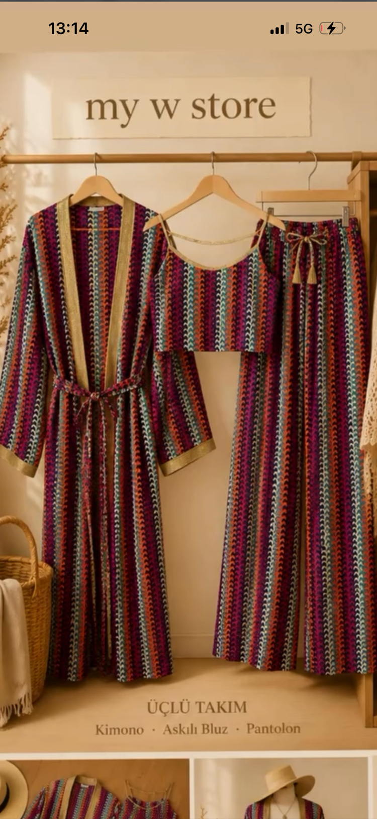 Fransız tasarım Üçlü takım kimono pantolon bluz 