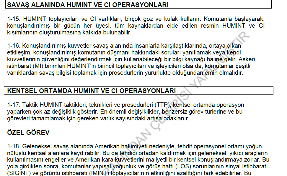 ST 2-22.7 Taktik İnsan İstihbaratı (HUMINT) ve Karşı İstihbarat Kılavuzu (PDF)