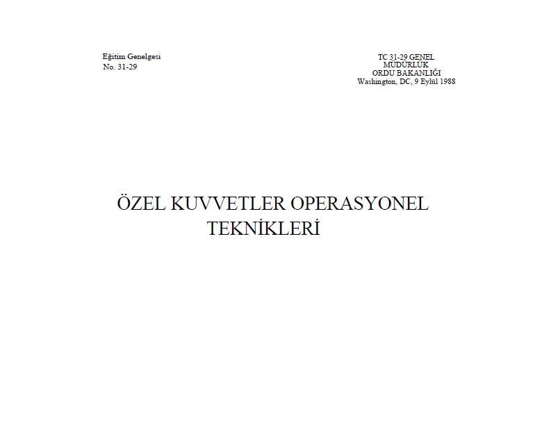 TC 31-29 Özel Kuvvetler Operasyonel Teknikleri - Taktik Saha Kılavuzu (PDF)
