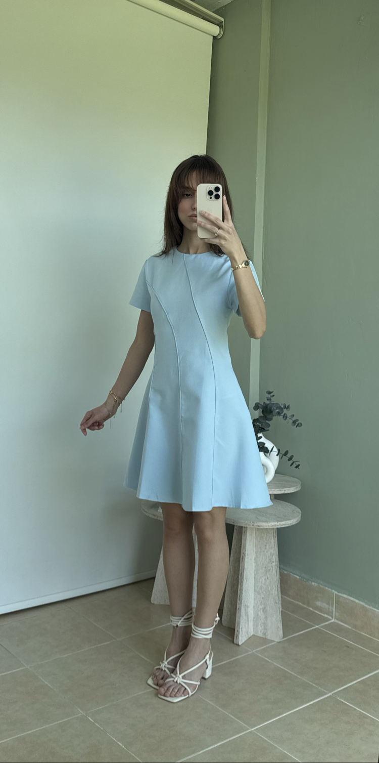 Açık Mavi Mini Elbise