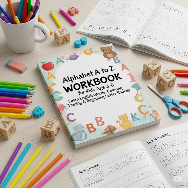 Alphabet A-Z Workbook: Letter Tracing, Coloring, Beginning Sounds (Digital Download)