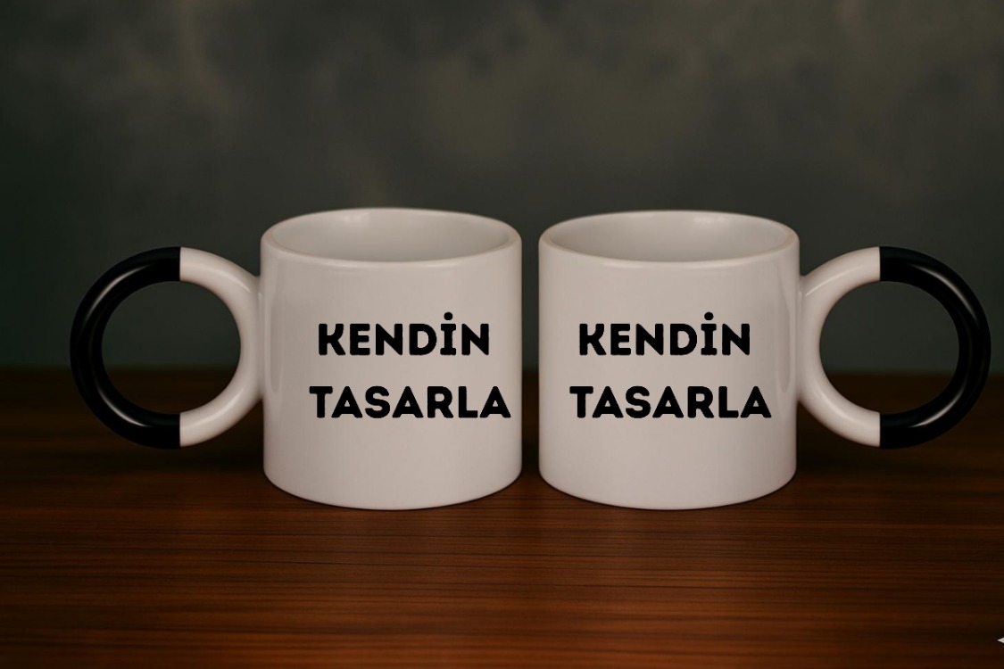 Siyah Halka Kulplu Porselen Kupa