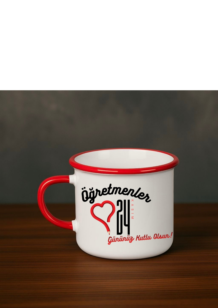 Kırmızı Enamel Öğretmenler Günü Kupa 