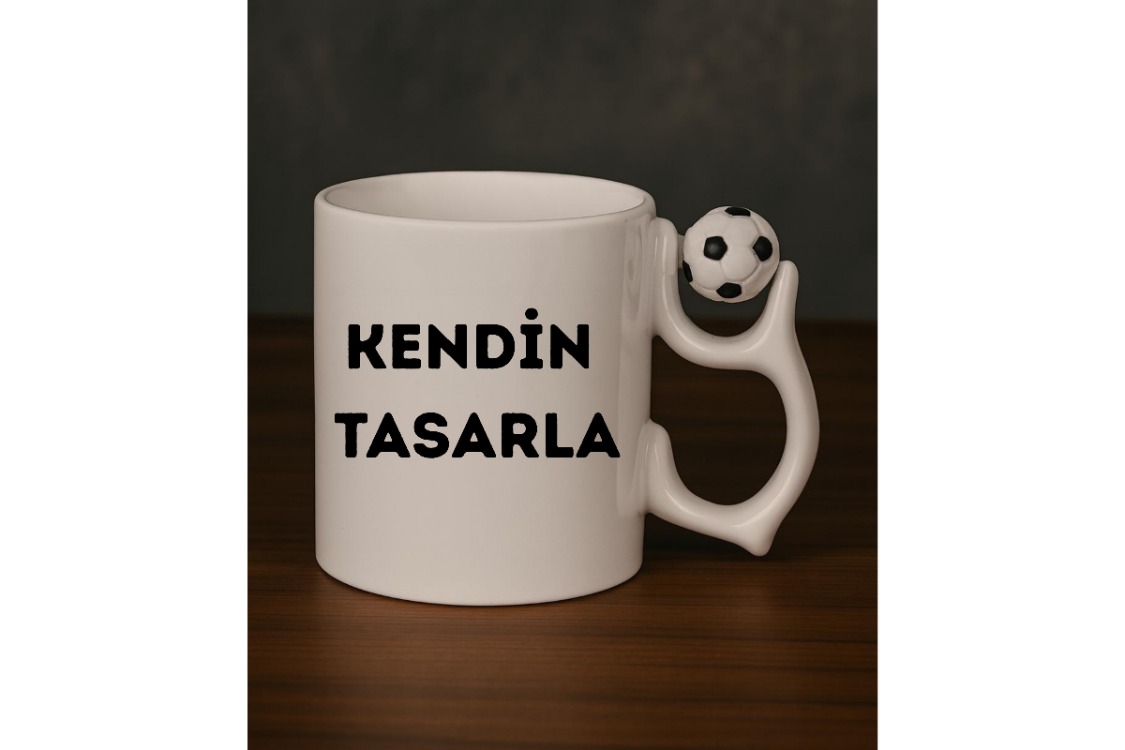 Futbol Toplu Beyaz Porselen Kupa