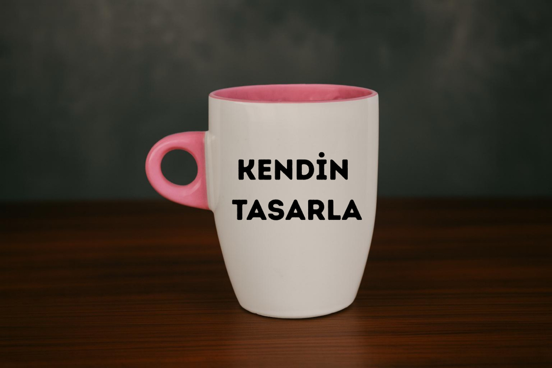 İçi ve Kulpu Pembe Latte Kupa 