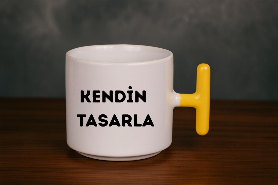 Porselen Sarı T Kulp Kupa
