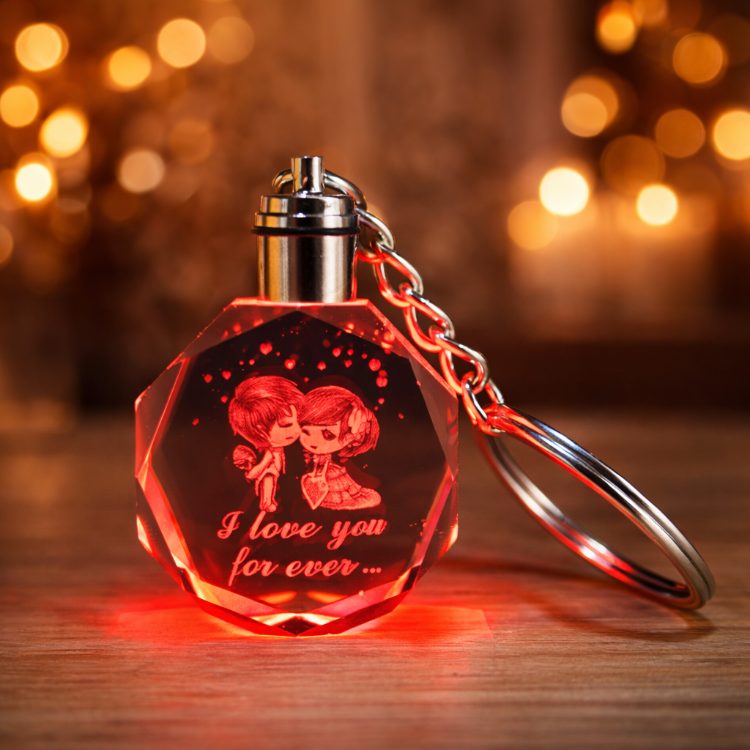 Işıklı I Love You Forever Küre ve Anahtarlık Set 
