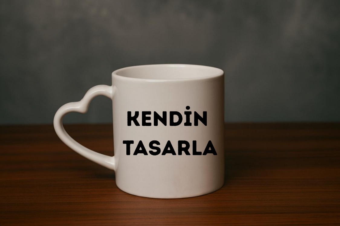 Porselen Kalp Kulplu Kupa 