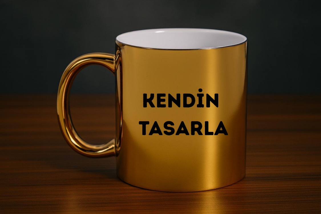 Aynalı Porselen Altın Kupa
