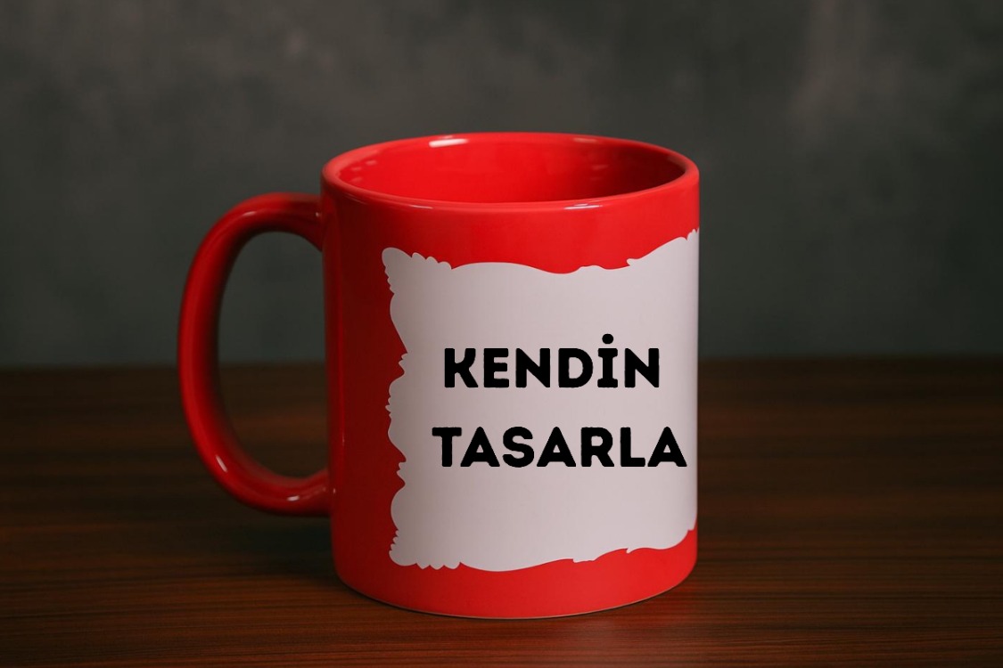 Kırmızı Yamalı Porselen Kupa