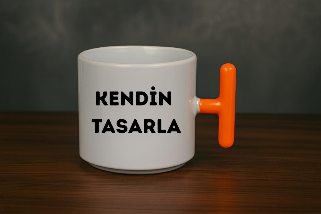Porselen Turuncu T Kulp Kupa