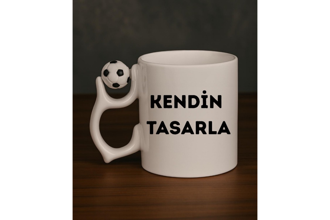 Futbol Toplu Beyaz Porselen Kupa