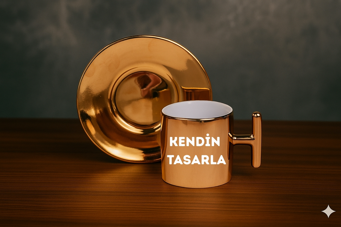 T Kulp Altın Kahve Fincan Takımı 