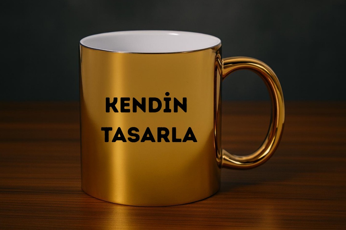 Aynalı Porselen Altın Kupa