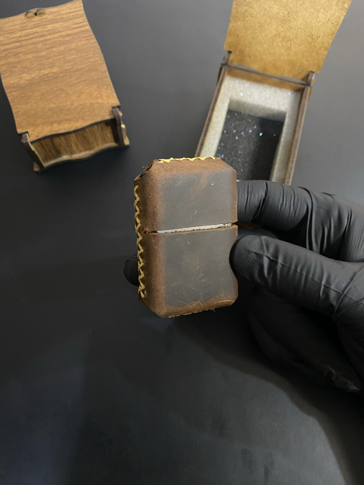 Kişiye Özel Hakiki Deri Çikolata Renk Zippo Çakmak 