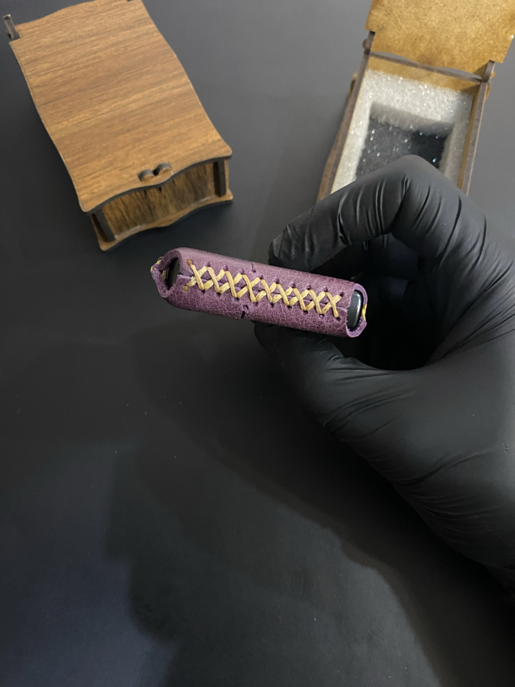 Kişiye Özel Hakiki Deri Mor Zippo Çakmak