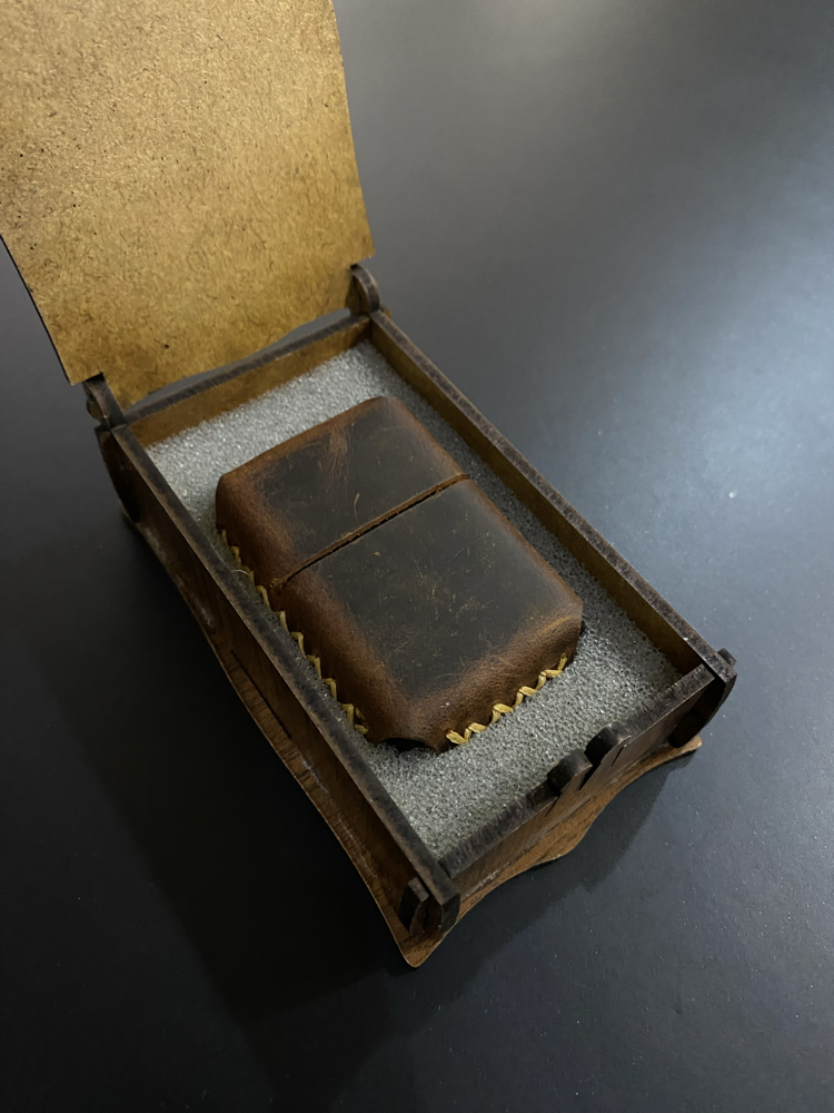 Kişiye Özel Hakiki Deri Çikolata Renk Zippo Çakmak 