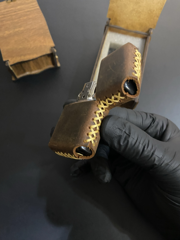 Kişiye Özel Hakiki Deri Çikolata Renk Zippo Çakmak 