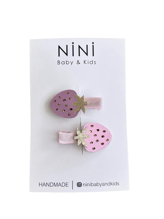 2’li Mini Glitter Çilek Toka